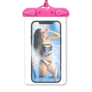 Imagem de Bolsa de telefone à prova d'água, capa impermeável para iPhone 16 15 14 13 12 11 Pro Max Plus, bolsa seca para celular IPX8 Beach Cruise Ship Essentials, rosa