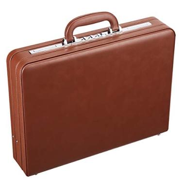 Imagem de Pasta rígida para homens e mulheres/capa rígida fina para laptop com cadeado combo, Marrom, D2820F, Clássico