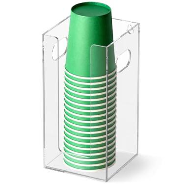 Imagem de Suporte organizador de copo de café e tampa de acrílico, organizador vertical de armazenamento de condimentos e copos, suporte de copos e tampas de plástico transparente para loja de bar de cozinha (1