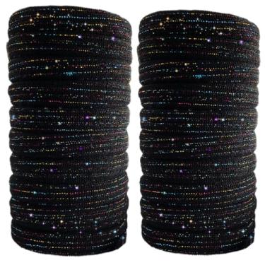 Imagem de MARYLAVENDER Laços de cabelo grandes e elásticos para todos os tipos de cabelo, sem costura, glitter, pôneis, elásticos para rabos de cavalo, elásticos para cabelo grosso, acessórios de cabelo para