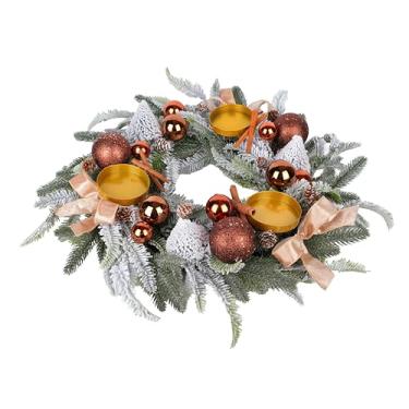 Imagem de FLOROAD Guirlanda de vela de Natal de 66 cm para decoração de mesa de Natal, peça central, guirlanda de 3 braços, para casa, inverno, Natal, Natal, café, mesa de jantar, arranjo de kithchen