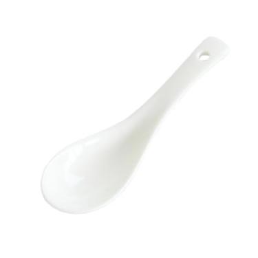 Imagem de Colheres de Jantar Conjunto de 12 colheres concha porcelana Colheres sobremesa sopa cerâmica branca 4,5"