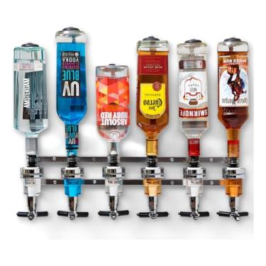 Imagem de Dispenser de Bebidas Bar Butler para 6 Garrafas – Suporte Giratório para Shot, Doseador de Parede/Bar (Parede)
