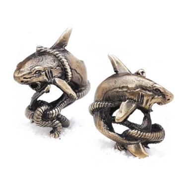 Imagem de Pingente de contas de corda de metal CooB EDC, pingente, miçanga de barba de cabelo. Contas de corda de paraquedas de luxo fundidas à mão para pulseira de corda de paraquedas personalizada, cordão de faca etc. Crânio, Predador, Star Wars, Animais (1 peça/lote), Shark