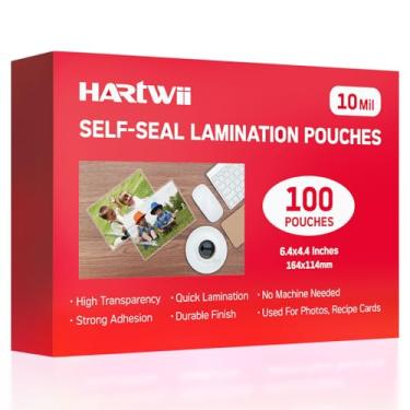Imagem de HARTWII Pacote com 100 bolsas autoselantes de laminação 10 x 6 polegadas, bolsas de laminação autoadesivas de 10 mil, foto à prova d'água, folhas de laminação sem calor sem necessidade de máquina