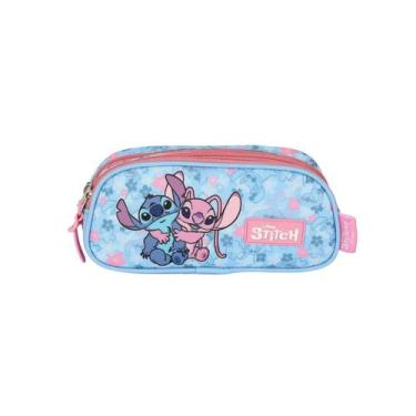 Imagem de Estojo Stitch Triplo Disney Infantil Escolar Passeio Meninas, Rosa