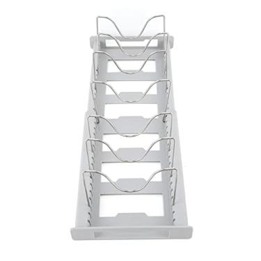 Imagem de Phefop Organizador de Pote Expansível, Suporte de Tampa de Pote Ajustável, Rack de Panela Antiderrapante para Cozinha e Cantina (Cinza)