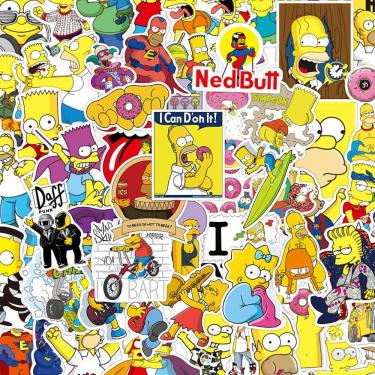 Imagem de Pacote de adesivos Simpsons Anime, 100 unidades de bastão decorativo de desenho animado