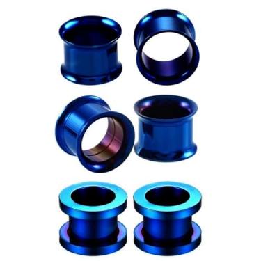 Imagem de Heuvipens 6 peças de aço cirúrgico parafuso ajuste sela carne túnel alargado duplo alargador alargador calibre alargador 4g (5 mm) - 3/4" (20 mm), 1/2" (12mm), Metal, Sem Pedra Preciosa