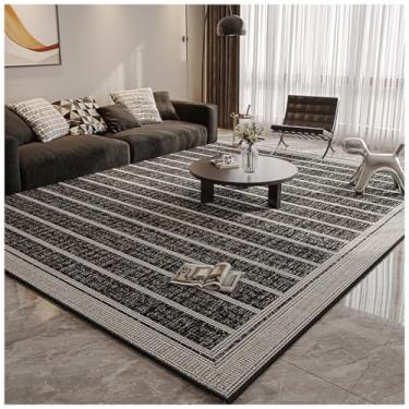 Imagem de SPXMQSS Tapete para quarto, sala de estar com suporte antiderrapante, lavável e resistente à sujeira para quarto, quarto, cozinha, escritório, escritório - preto cinza B 200 x 250 cm