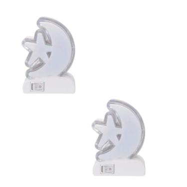 Imagem de Kit 2 Abajur De Tomada Lua Estrela Bivolt Luminária Luz Led Branco Branco 127/220v