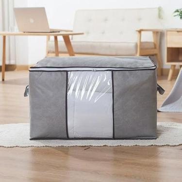 Imagem de Caixa Organizadora de TNT Respirável - 3 em 1 Antipoeira, Antiumidade e Antiinsetos, Perfeita para Closet, Guarda-Roupas, Brinquedos e Organização Doméstica (Cinza 1 Uni)