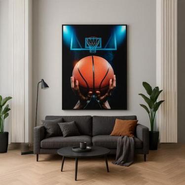 Imagem de Quadro Canvas Cesta De Basquete 40x30cm Mold Branca - Quadros On-line