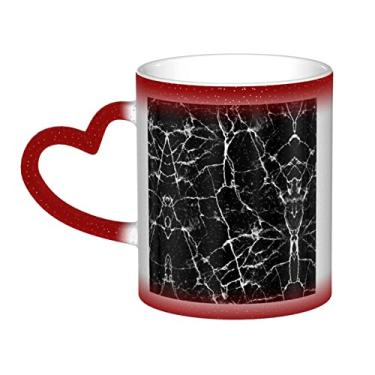 Imagem de Xícara de café divertida de mármore preto, copo de cerâmica com mudança de cor sensível ao calor 12 Oz, para café/chá/leite/cacau, para adolescente/aniversário/festival/presentes