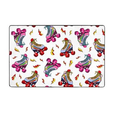 Imagem de ZERAOKE Tapete colorido para área de patins de 9 x 1,5 m, tapetes de área de fazenda para sala de estar, decorativo, lavável, antiderrapante, tapetes modernos e macios para quarto, sala de jantar,