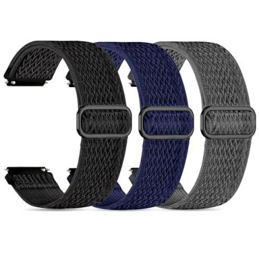 Imagem de Tovimall Pacote com 3 pulseiras inteligentes ID208 Plus para smartwatch Fitpolo/Quican/Aeac/Tensky ID208 Plus, pulseira de reposição de nylon elástico de 22 mm, pulseiras ajustáveis para homens e
