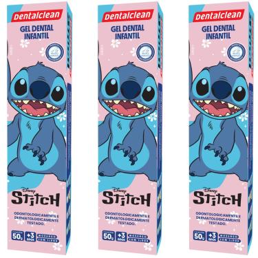 Imagem de 3X GEL DENTAL INFANTIL STITCH SABOR MORANGO 50G -DENTALCLEAN