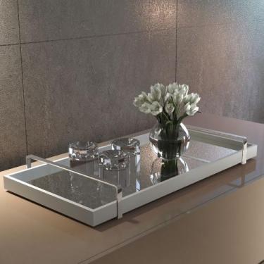Imagem de Bandeja Decorativa Espelhada Off White Alças Variadas - Zarco Interior