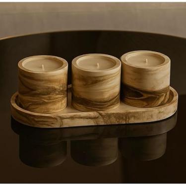 Imagem de Velas decorativas Velas perfumadas artesanais com efeito mármore Velas perfumadas com bandeja decorativa Decoração para casa Presente (Marmorizado Marrom,Bergamota)