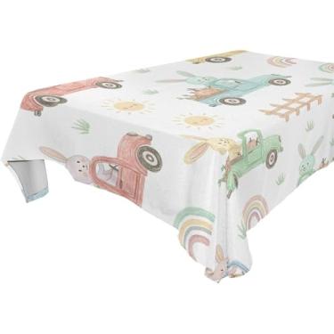 Imagem de Burbuja Toalha de mesa de carro de coelho, toalha de mesa quadrada anti-rugas grossa para decoração de jantar, cozinha, festa, 137 x 137 cm