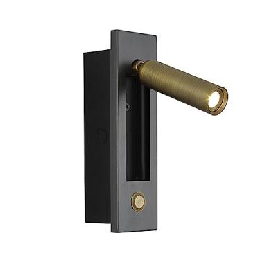 Imagem de Aplique de parede LED para cabeceira, luminária de leitura embutida para quarto, arandela decorativa de parede para cabeceira de cama de hotel, giratória 350°, dobrável 92°, 3000K