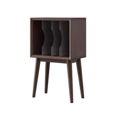 Imagem de Suporte para armazenamento de CDs Armário de madeira para armazenamento discos vinil, com pés, para exibir álbuns, livros e revistas
