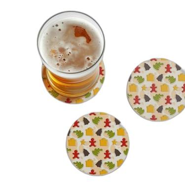 Imagem de Porta Copos Com Ilustração Personalizada Boxing Day Com Luva E Caixa De Presente - Tamanho 10.5x10.5 cm