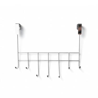 Imagem de Cabide 7 Ganchos de Aço Cromado Organizador Multiuso para Roupas, Toalhas, Bolsas Suporte de Porta para Quartos, Banheiros, Lavabos e Entrada da Casa