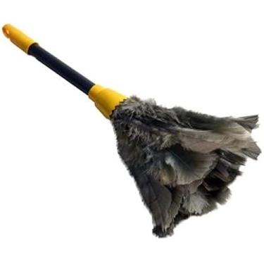 Imagem de Espanador Pena Peru Natural 32cm Poeira Macio Sem Riscos - Limpador Penas 100% Sustentável Móveis Eletrônicos Teclado Carro