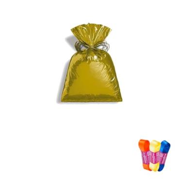 Imagem de Kit Saco Metalizado 89x120cm com 10 Unidades e Fita Cetim Impressa 22mmx10m