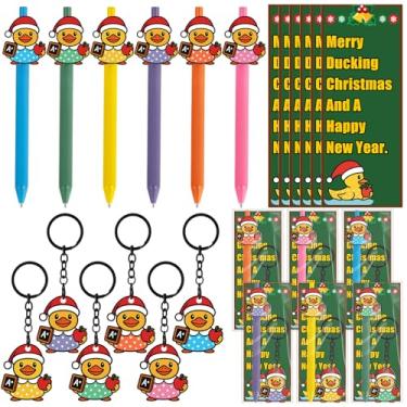 Imagem de Sayglossy 36 peças de presentes de agradecimento de professores de Natal, incluindo canetas esferográficas coloridas de pato, chaveiros, cartão de Natal, presentes de agradecimento para professores