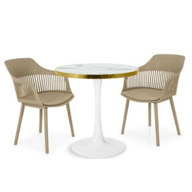 Imagem de Conjunto Mesa de Jantar Redonda Majestic 70cm Branca com 2 Cadeiras Es