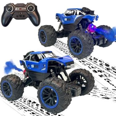 Imagem de Carrinho Controle Remoto Off Road Com Luz LED Efeito Fumaça Motor Potente Bateria Recarregável Diversão Ao Ar Livre Para Crianças Brincadeira Interativa Aventura E Emoção Em Família