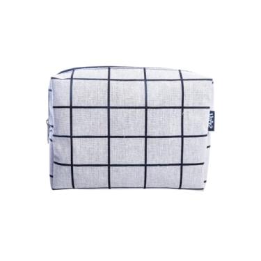 Imagem de NECESSAIRE Organizadora XL Cinza Xadrez Premium - Prática Solução para Armazenamento