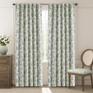Imagem de Cortinas florais Blackout Jinchan para quarto 229x229cm verdes