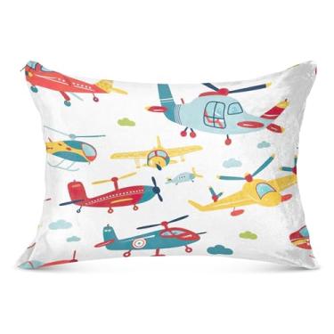 Imagem de Fronha decorativa de aviões e helicópteros com zíper para o corpo fronha padrão Queen King fronha macia para cama, tamanho padrão, 51 x 66 cm