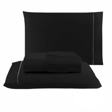 Imagem de Kit Lençol Cama Casal Queen King Solteiro 03 Peças (3, PRETO, KING)