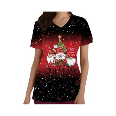 Imagem de Camisetas Adultas Com Decote Em V Tamanhos S-3XL Uniformes De Trabalho