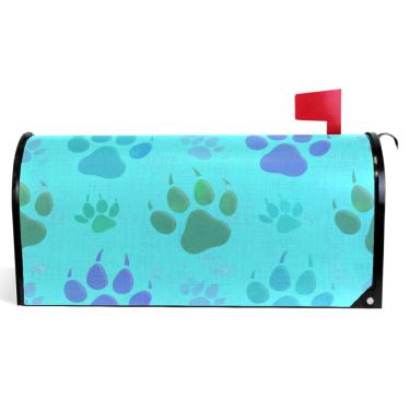 Imagem de TSENQUE Capas magnéticas decorativas para caixa de correio de primavera envoltórios de caixa de correio de vinil decorações de caixa de correio modernas estampas de patas de animais fofos azul tamanho