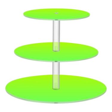 Imagem de Suporte de cupcake de 3 camadas, chá de aniversário, torre de bolo, fofo, verde-limão, cobalto, gradiente, decoração de mesa, cupcakes, expositores de comida