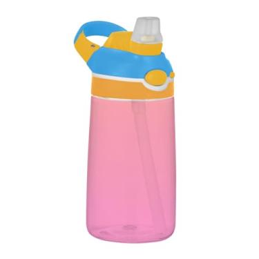 Imagem de Garrafa de água infantil gradiente rosa coral para escola, 473 ml Tritan 473 ml garrafa de água esportiva com canudo, copos de viagem à prova de vazamento para crianças, reutilizáveis, alça de