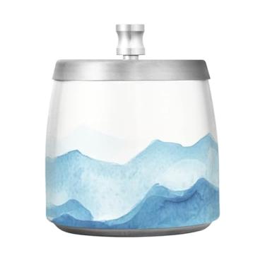 Imagem de Cinzeiros de aquarela azul ondas do mar, cinzeiro antimosca de aço inoxidável, bandeja de cinzeiro para homens