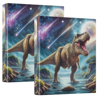 Imagem de Fichários de 3 anéis Majestic Tyrannosaurus Rex de 3 cm comporta 200 folhas fofas pastas de portfólio floral redondo fichário de receita, 31,5 x 27 x 6 cm, 1 pacote