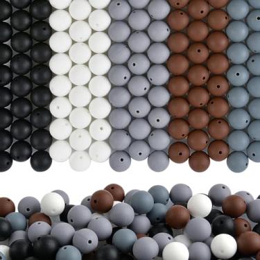 Imagem de ZIFTY 150 contas de silicone para kit de fabricação de chaveiros, contas focais de silicone redondas soltas de 15 mm para canetas, kit de fabricação de pulseira de colar, joias, arte, artesanato