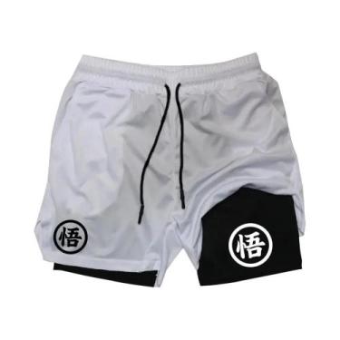 Imagem de Shorts De Treino Masculinos 2 Em 1 De Secagem Rápida Para Academia E C