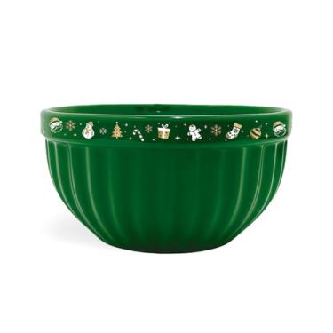 Imagem de Tigela Itália Natal Cerâmica 480ml 2° LINHA DEFEITOS Feliz Natal Bowl Cumbuca Sopas Caldos Sobremesas(Verde Enfeites)