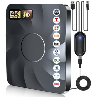 Imagem de Antena HD de longo alcance de 2999 milhas para canais locais com amplificador de sinal, suporta 8K 4K 1080p para todas as TVs - cabo coaxial de 9,5 m