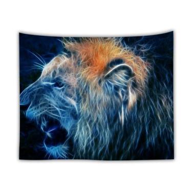 Imagem de Tapeçaria Animal Lion Wall Microfabric 150x150cm Estética de quarto - 