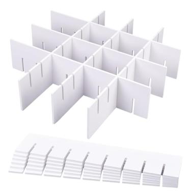 Imagem de AHANDMAKER Pacote com 12 divisórias de gaveta brancas organizadores de plástico PVC bandejas ajustáveis para roupas íntimas meias, cozinha, banheiro, escritório, decoração de casa, 39 x 7 cm