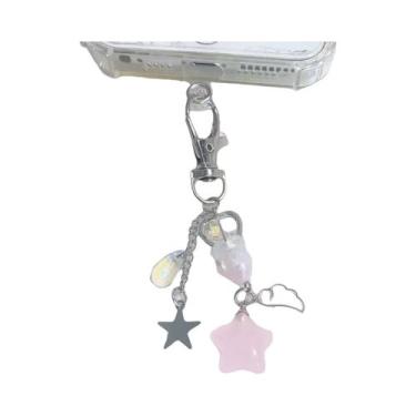 Imagem de Chaveiro De Estrela De Gelatina Rosa E Azul, Feito À Mão, Corrente De 